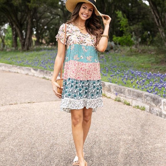 NWT Grace & Lace Patchwork Peasant Tunic Dress - Picture 3 of 8